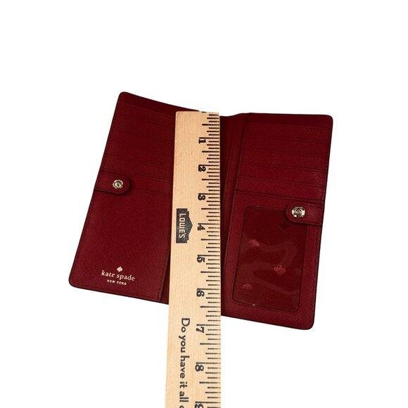Kate Spade Madison Deep burgundy Saffiano Leather Slim Bifold Snap Wallet - Picture 3 of 11